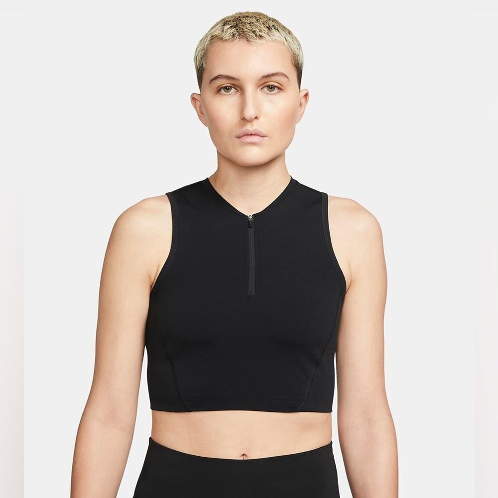NWT Nike Plus Size Dri Fit Zip Cropped Tank Top Wmns XXL Lounge Athleisure